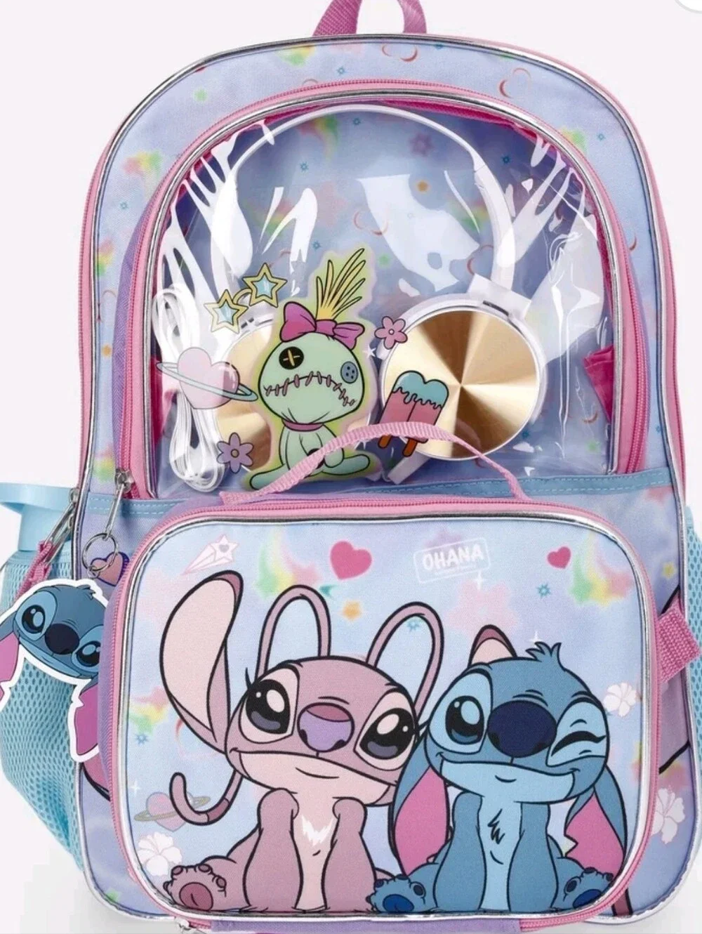 Lilo & Stitch Blue Backpack Set with Lunch kit, Headphones and Water Bottle